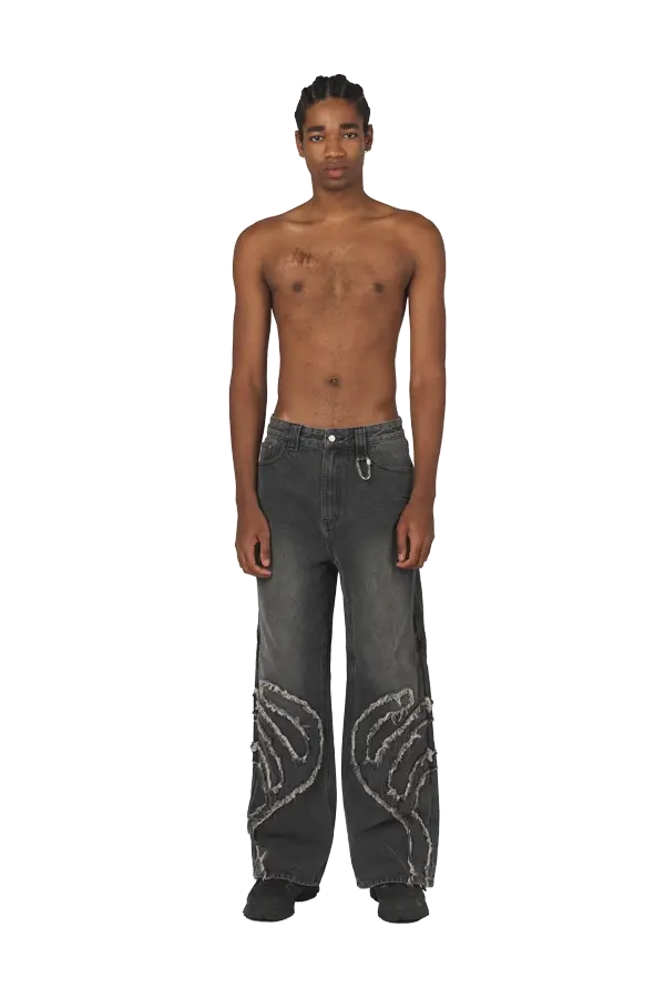 Ash Black Patched Denim Jeans - Image 2