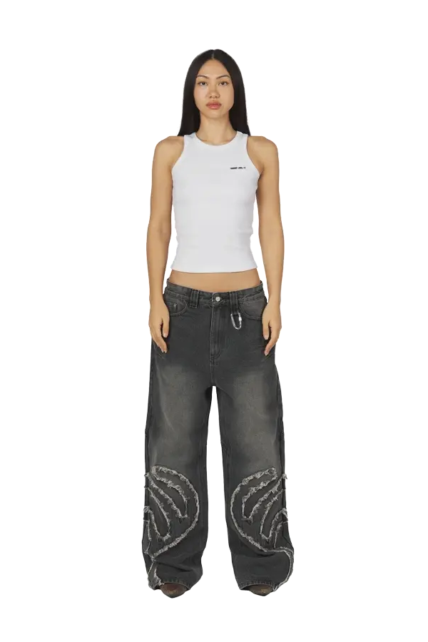 Ash Black Patched Denim Jeans - Image 3