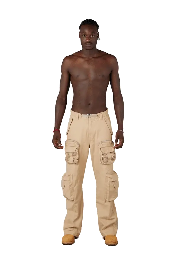 Beige Net Cargo Pants 2.0 - Image 2