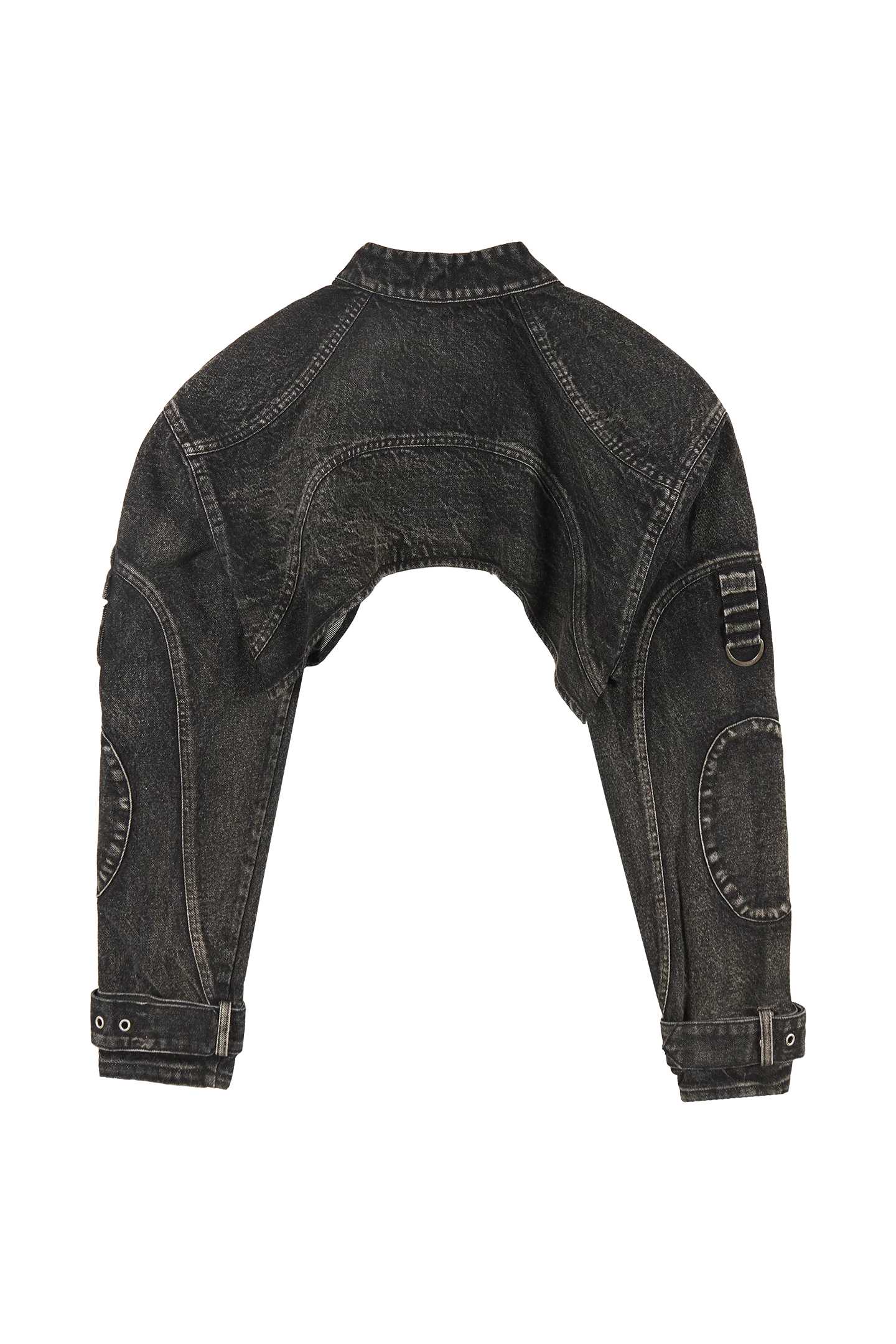 Black Cropped Denim Jacket - Image 3