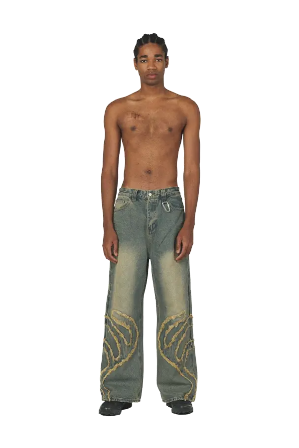 Blue Patched Denim Jeans - Image 2