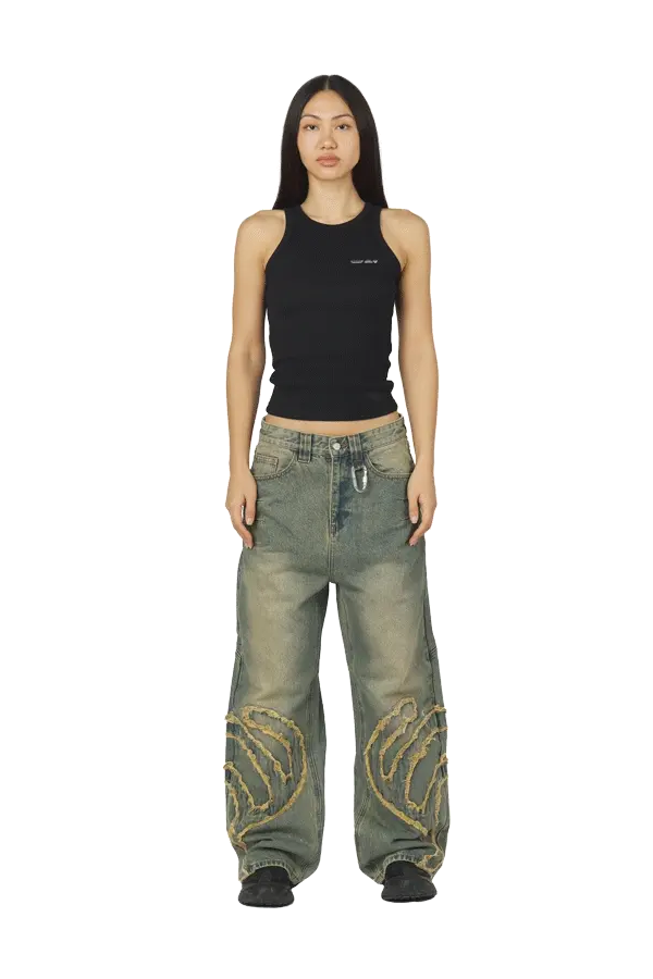 Blue Patched Denim Jeans - Image 3