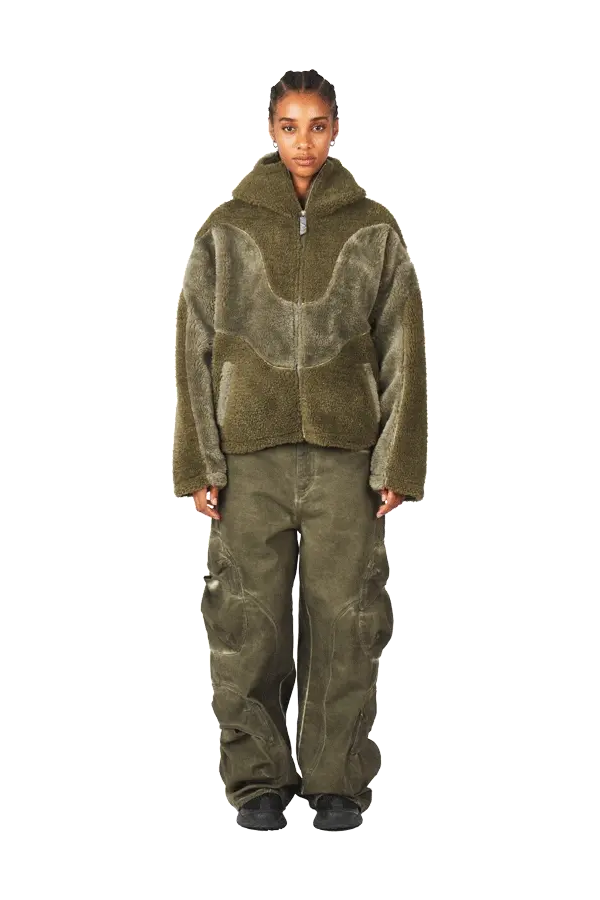 Burnt Olive Fleece Jacket - Image 3