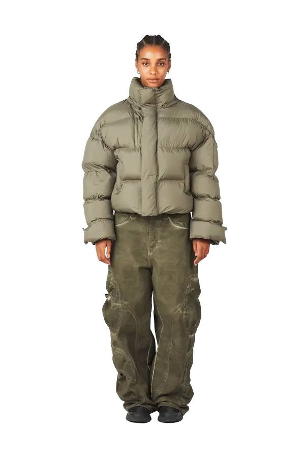 Burnt Olive Puffer Jacket - Image 3