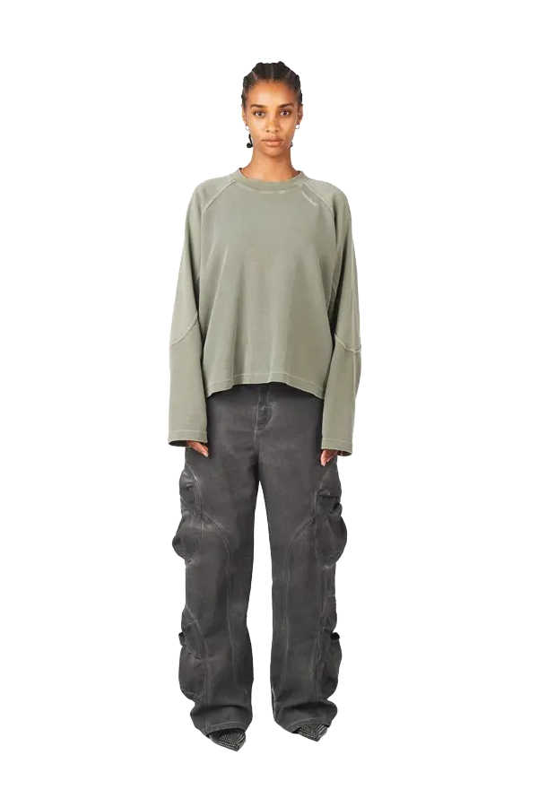 Burnt Olive Waffle Longsleeve - Image 3