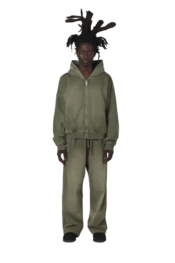 Burnt Olive Zip Hoodie - Image 3