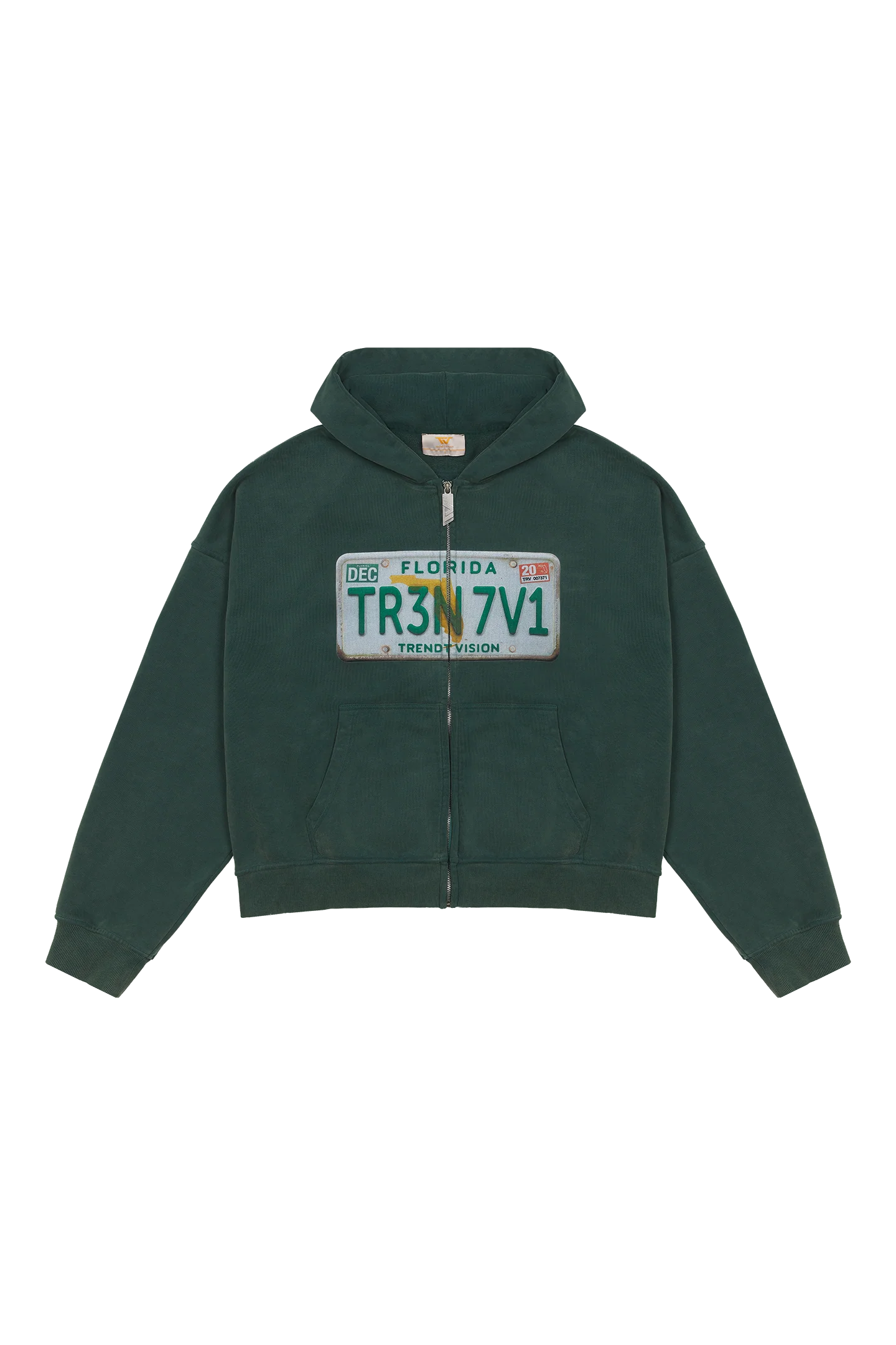 License Plate Zip Hoodie Forest Green - Image 3