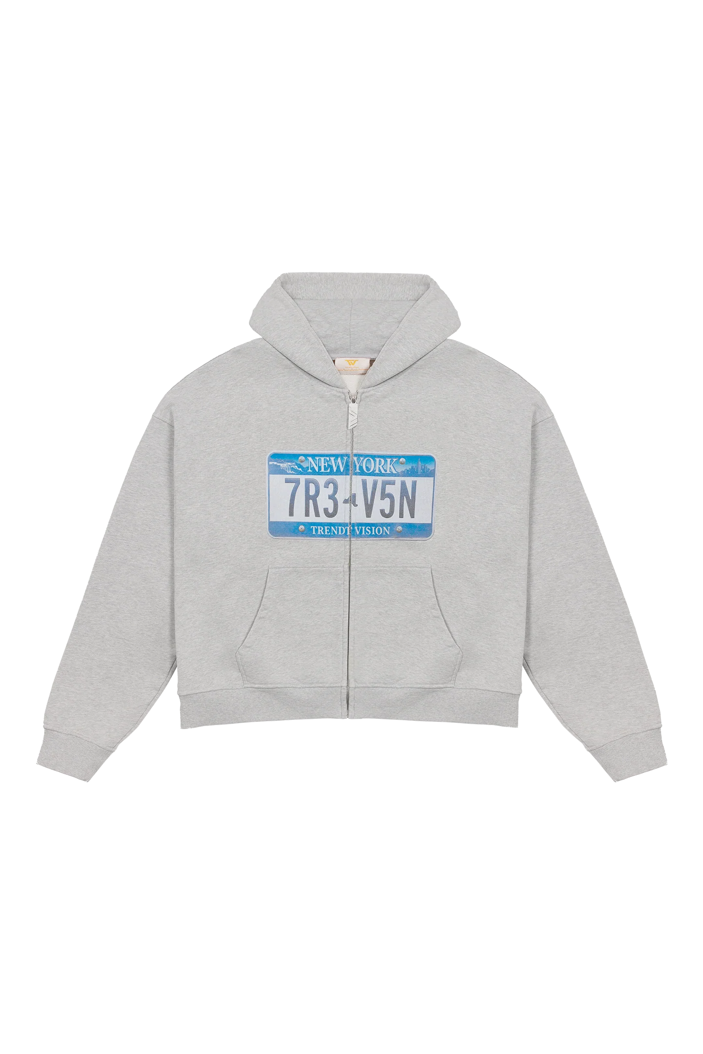 License Plate Zip Hoodie Grey Melange - Image 3