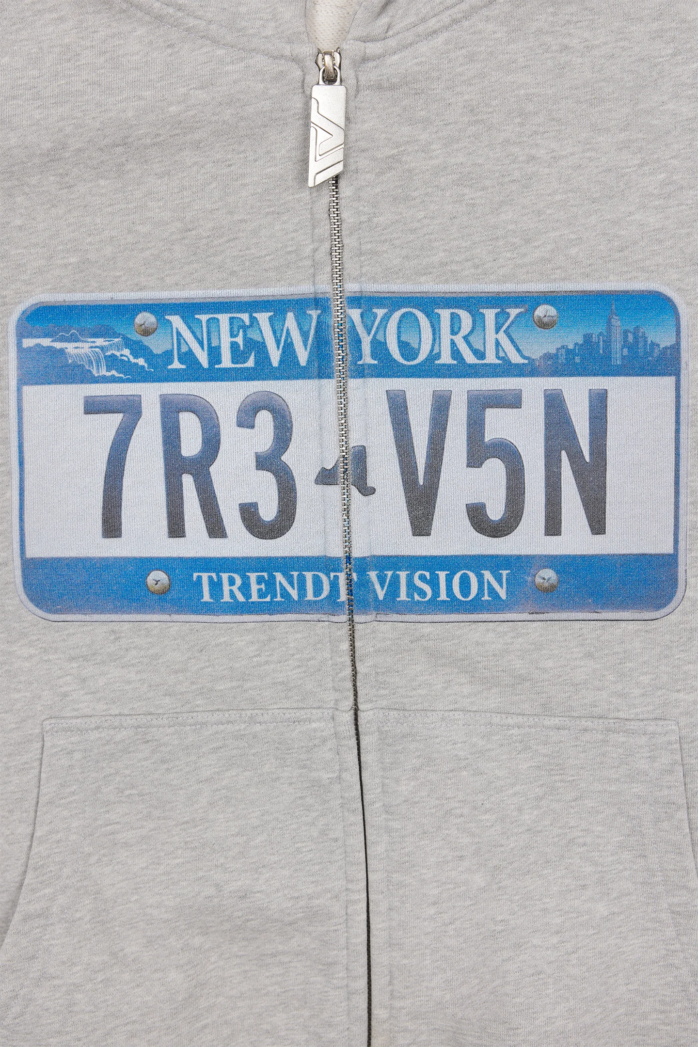 License Plate Zip Hoodie Grey Melange - Image 4