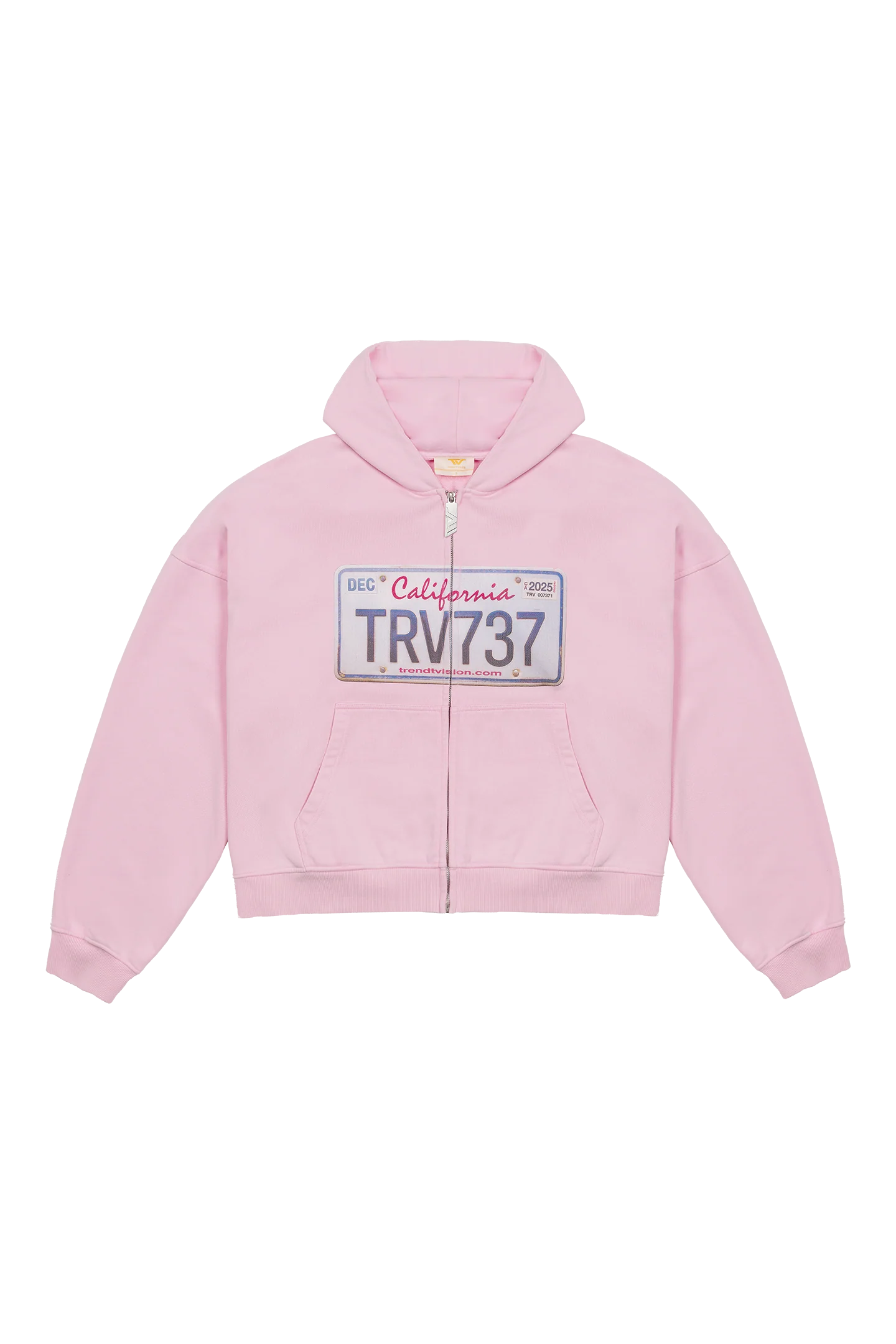 License Plate Zip Hoodie Pink - Image 3