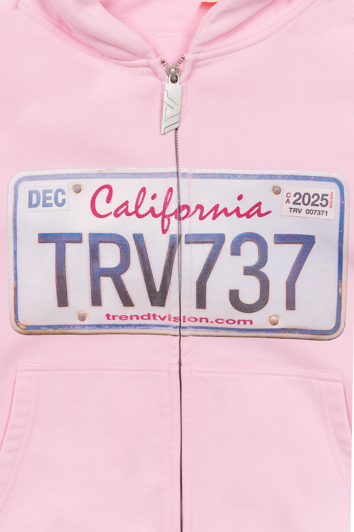 License Plate Zip Hoodie Pink - Image 4
