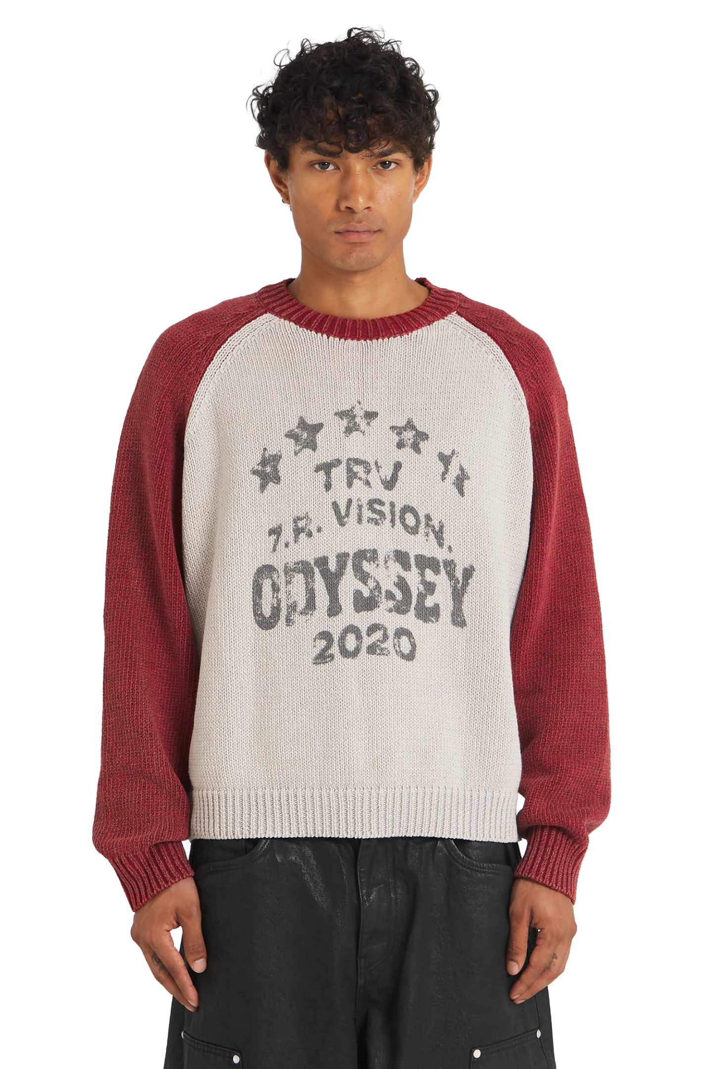Raglan Knit Sweater Red