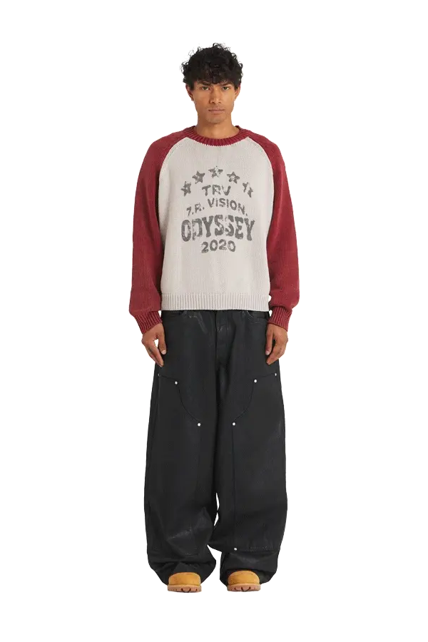 Raglan Knit Sweater Red - Image 2