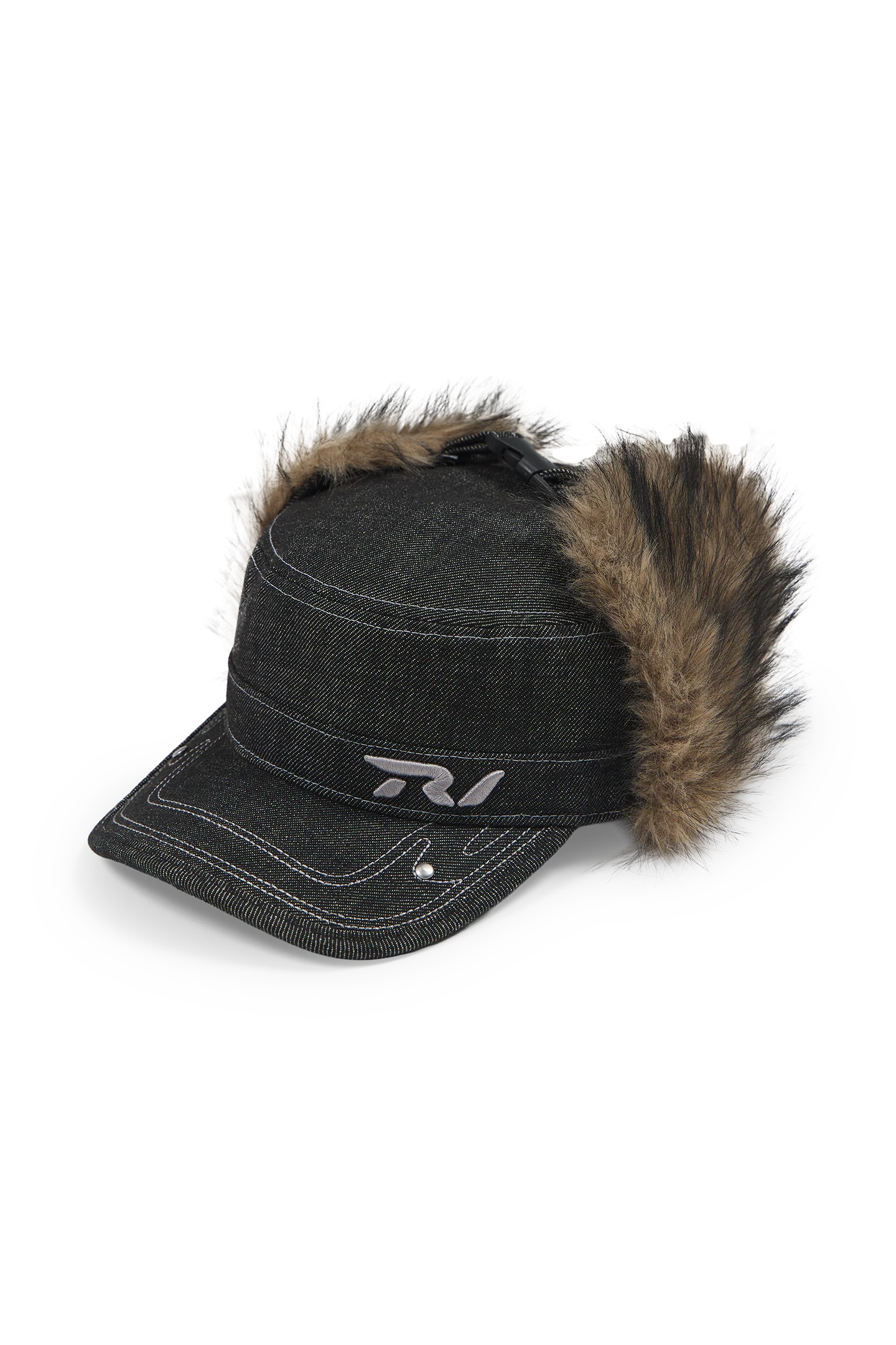 Raw Denim Fur Cap - Image 4
