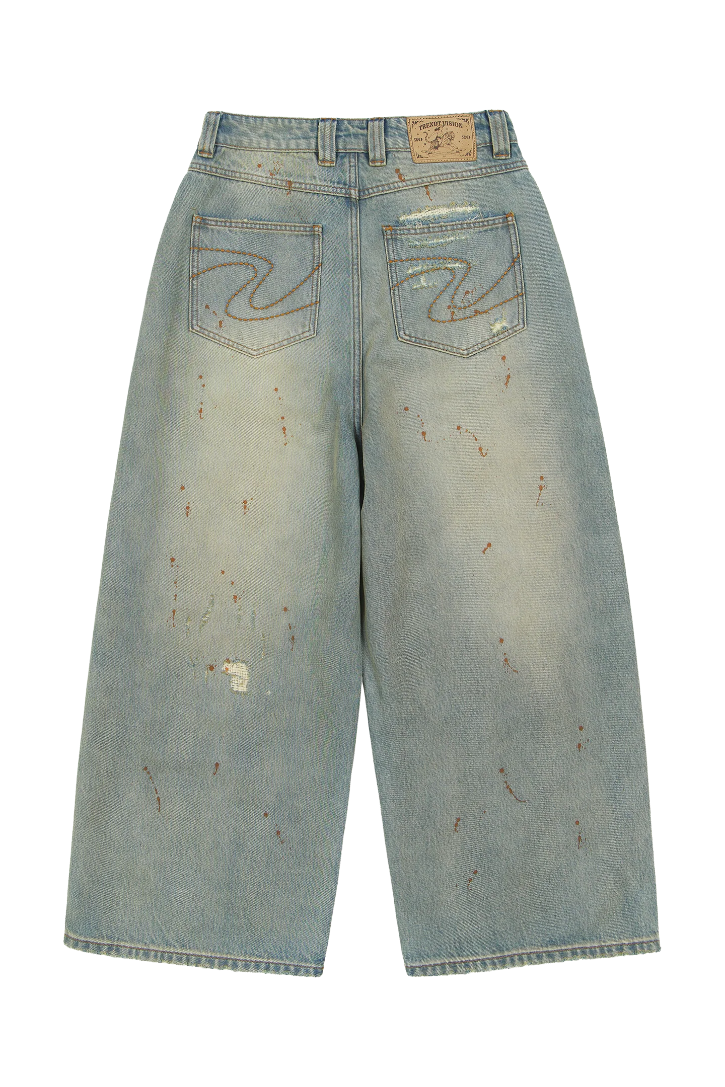 Repaired Construction Denim Jeans Blue - Image 5