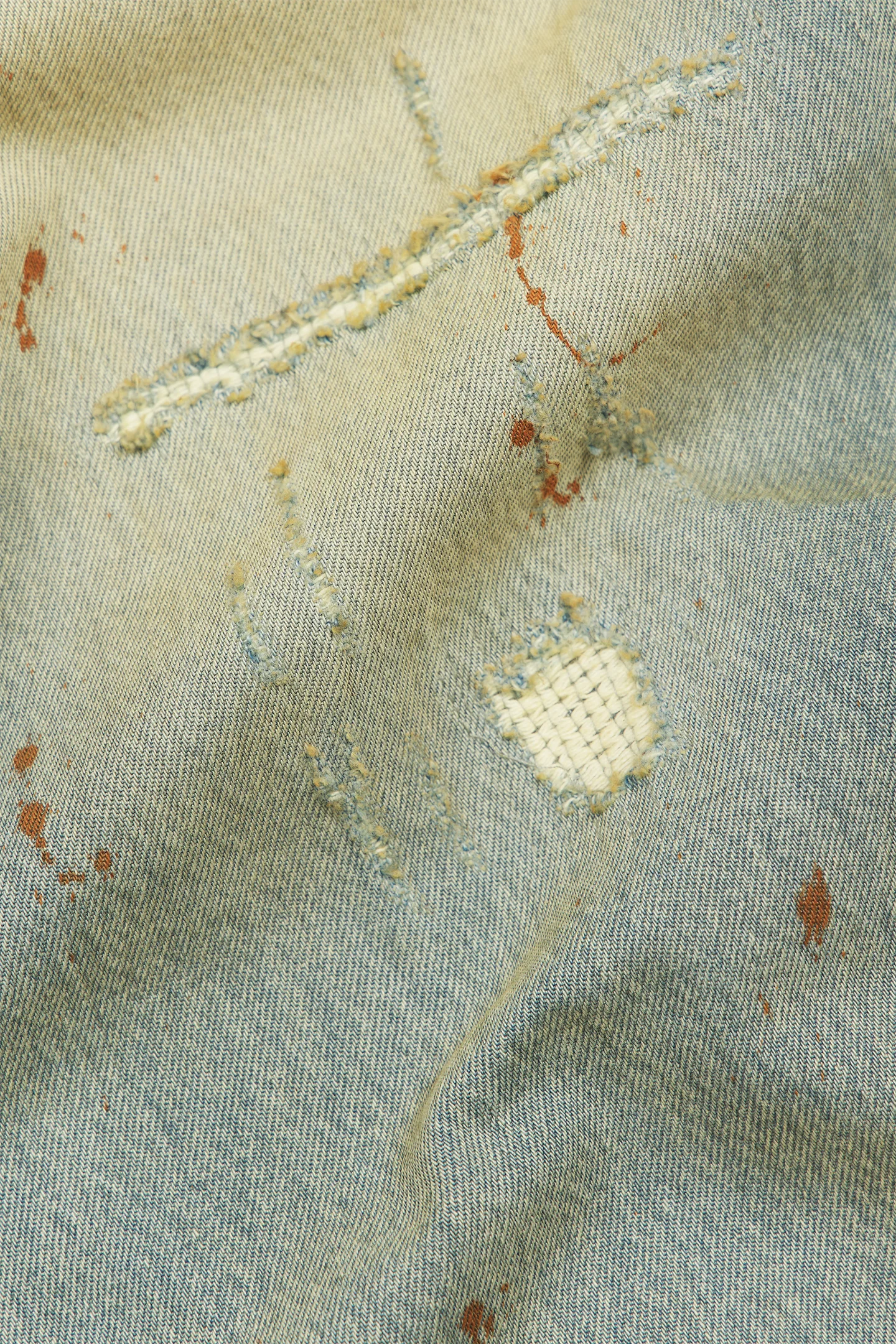 Repaired Construction Denim Jeans Blue - Image 9