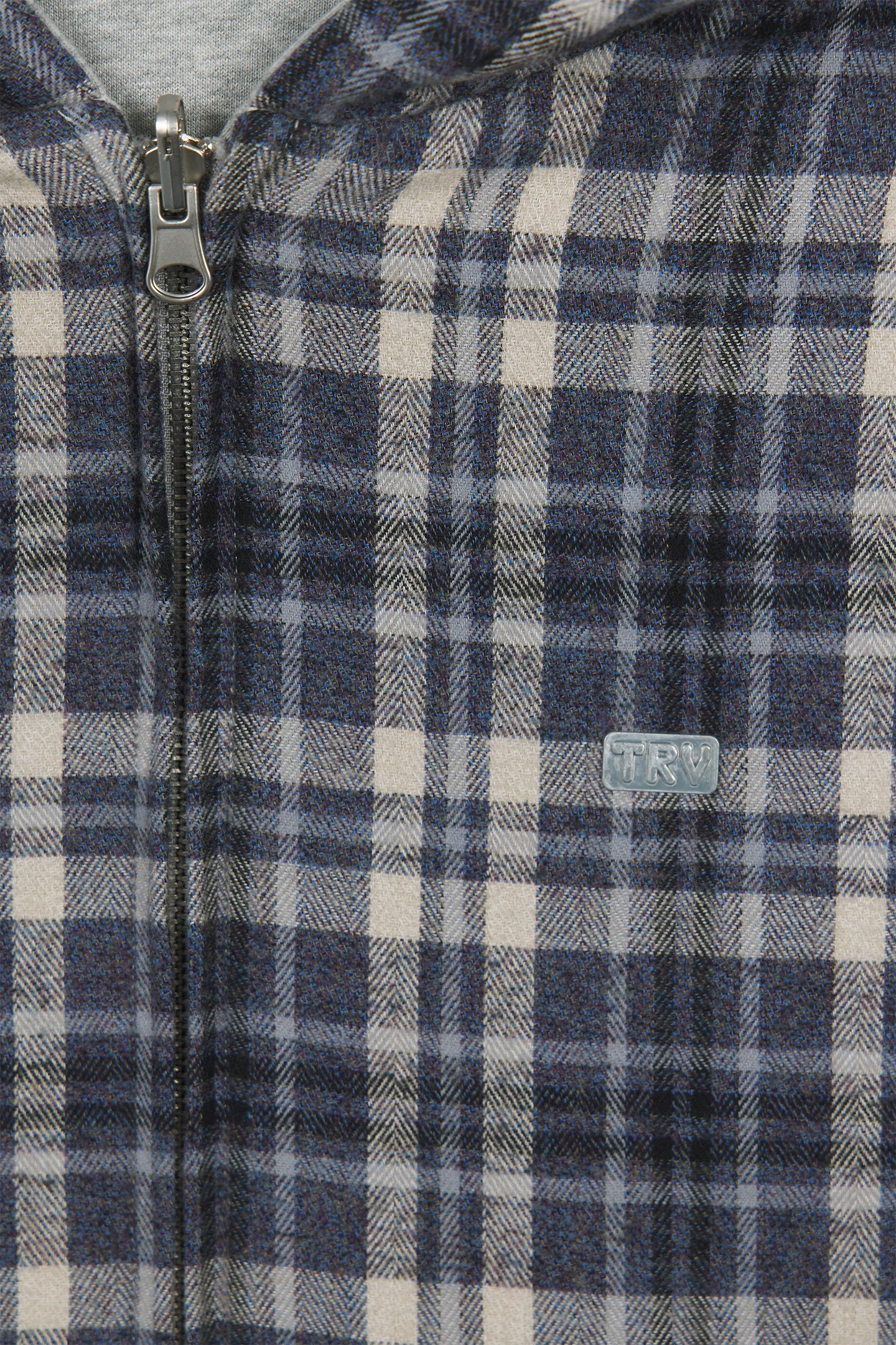 Reversible Flannel Zip-Hoodie Grey Blue - Image 9
