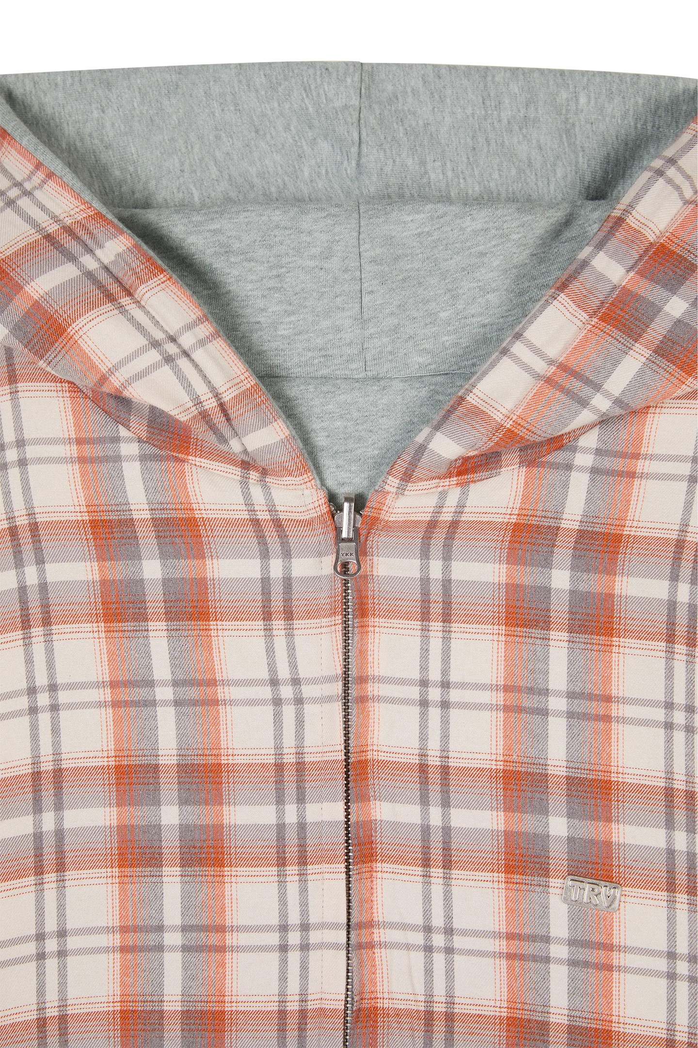 Reversible Flannel Zip-Hoodie Orange - Image 11