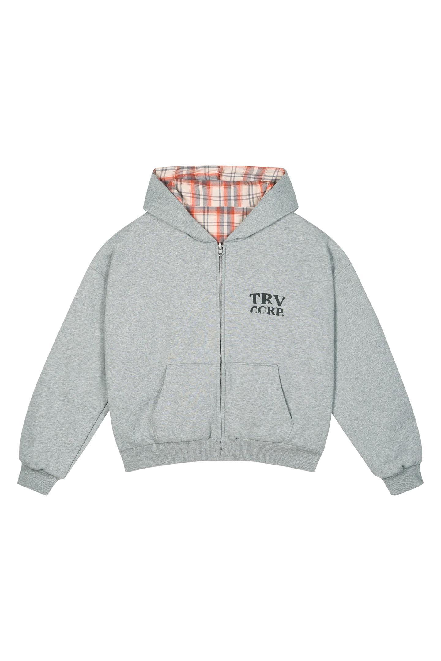 Reversible Flannel Zip-Hoodie Orange - Image 6