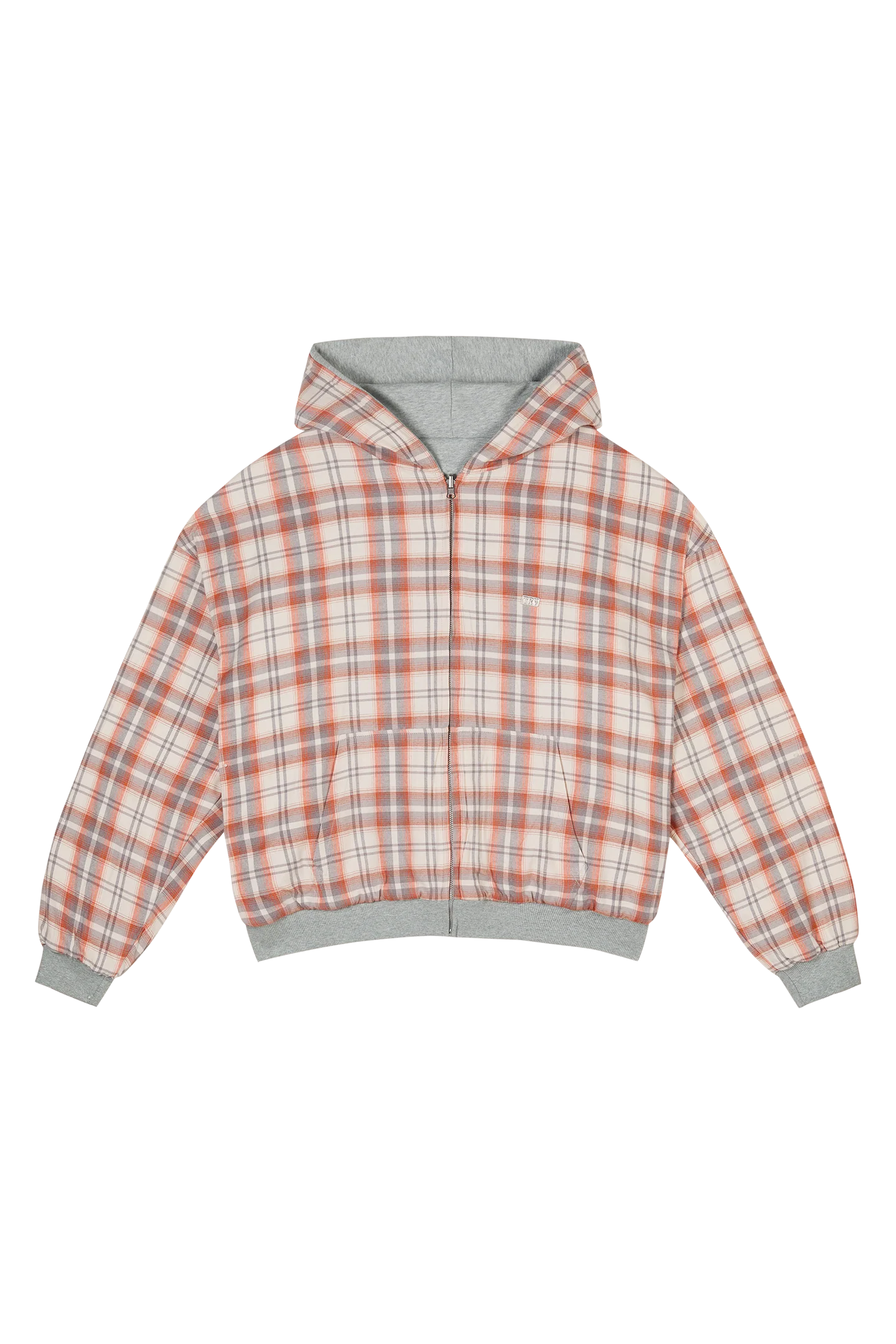 Reversible Flannel Zip-Hoodie Orange - Image 7
