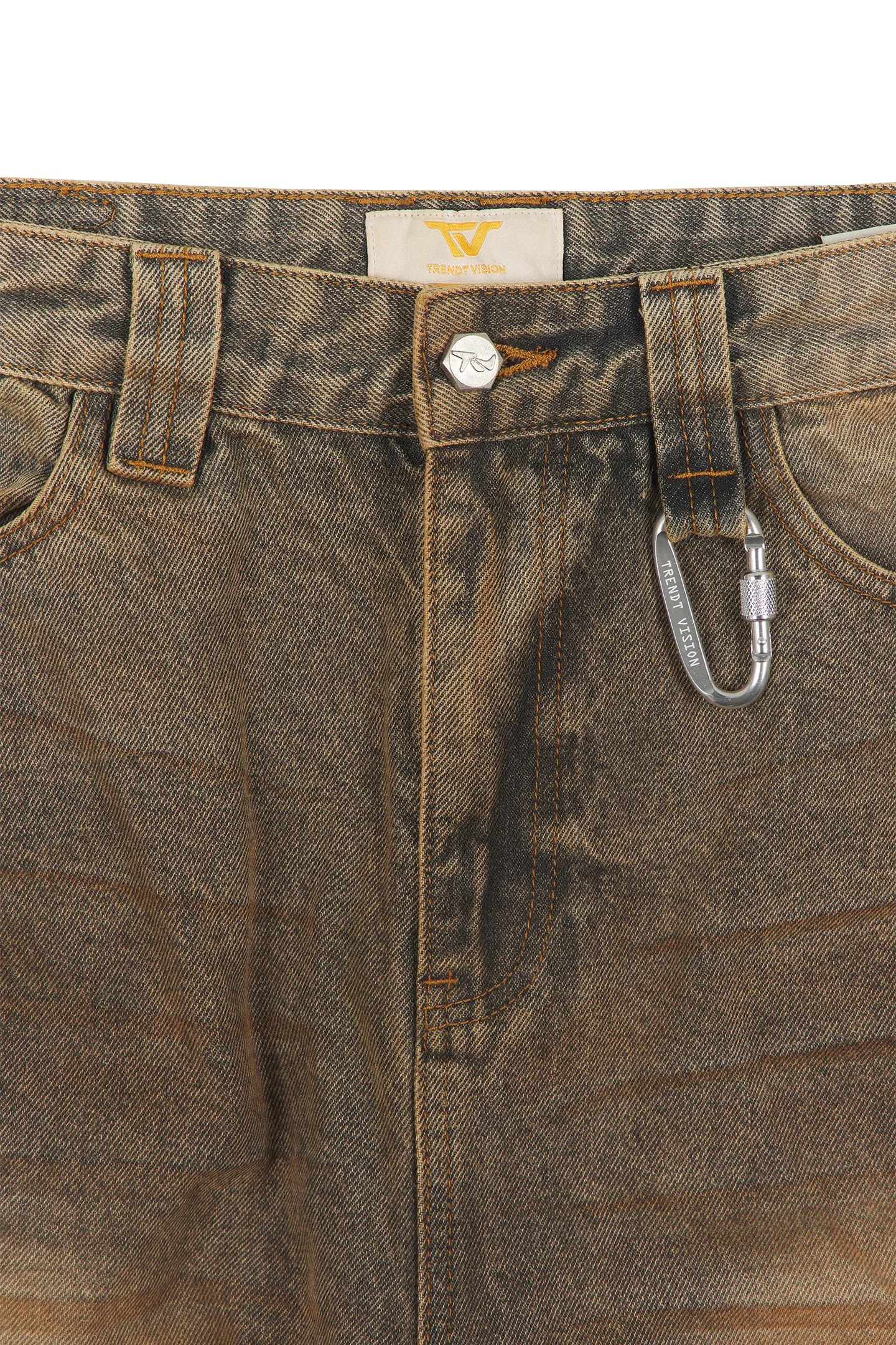 Rust Brown Patched Denim Jeans - Image 5
