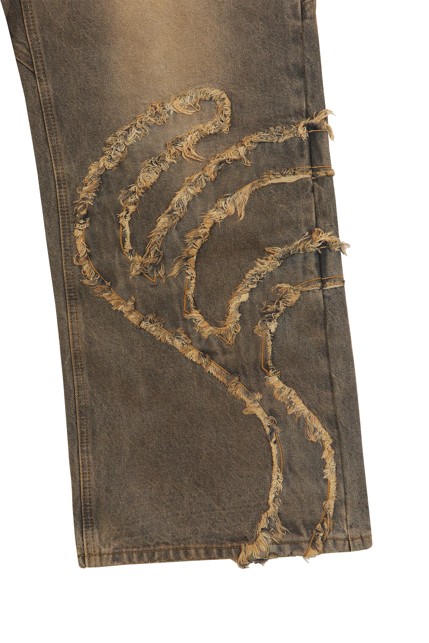 Rust Brown Patched Denim Jeans - Image 8