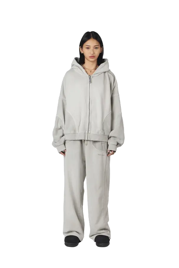 Stone Grey Zip Hoodie - Image 3