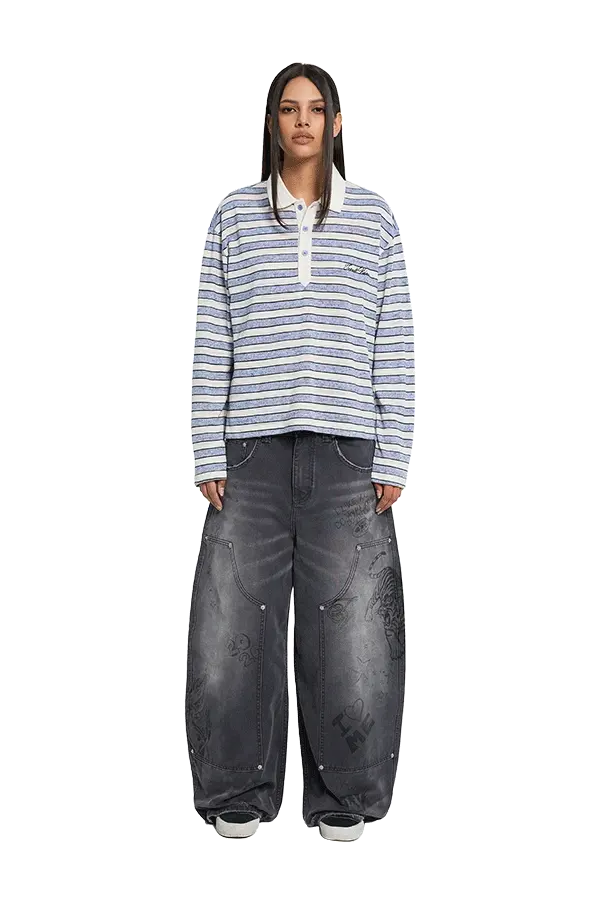 Striped Polo Longsleeve Blue - Image 3