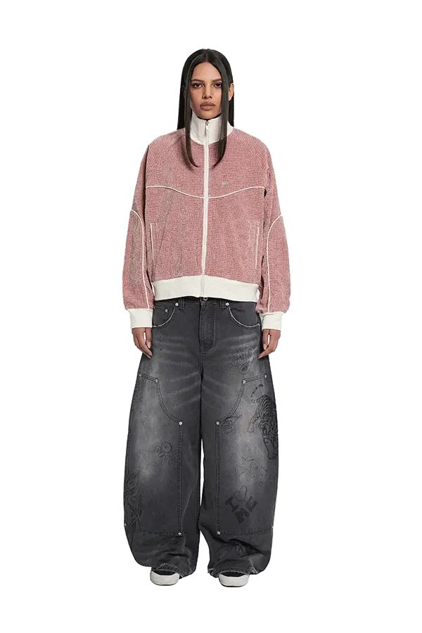 Velour Track Jacket Pink - Image 3