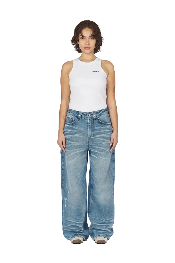 Blue Whisker Denim Jeans - Image 3