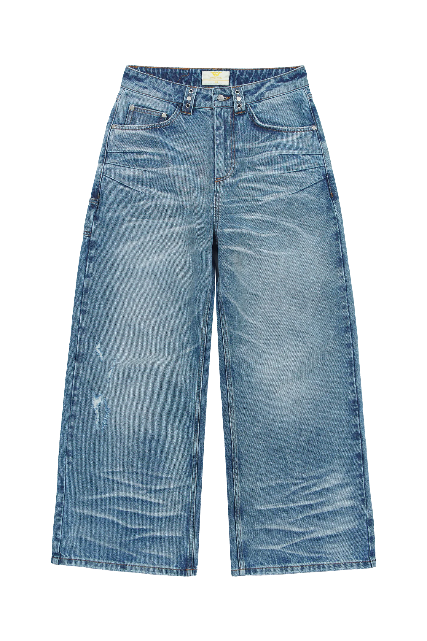 Blue Whisker Denim Jeans - Image 4