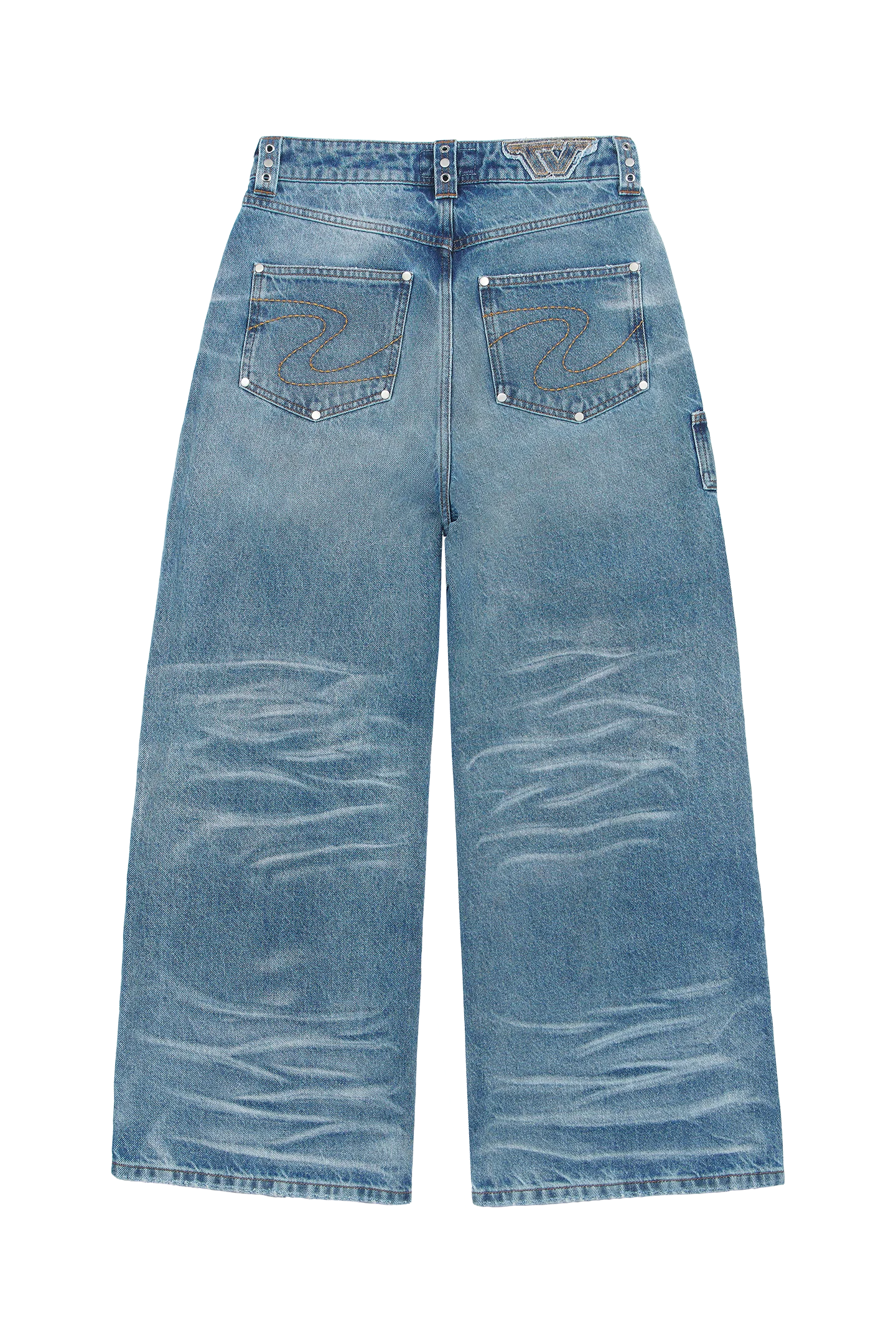 Blue Whisker Denim Jeans - Image 5