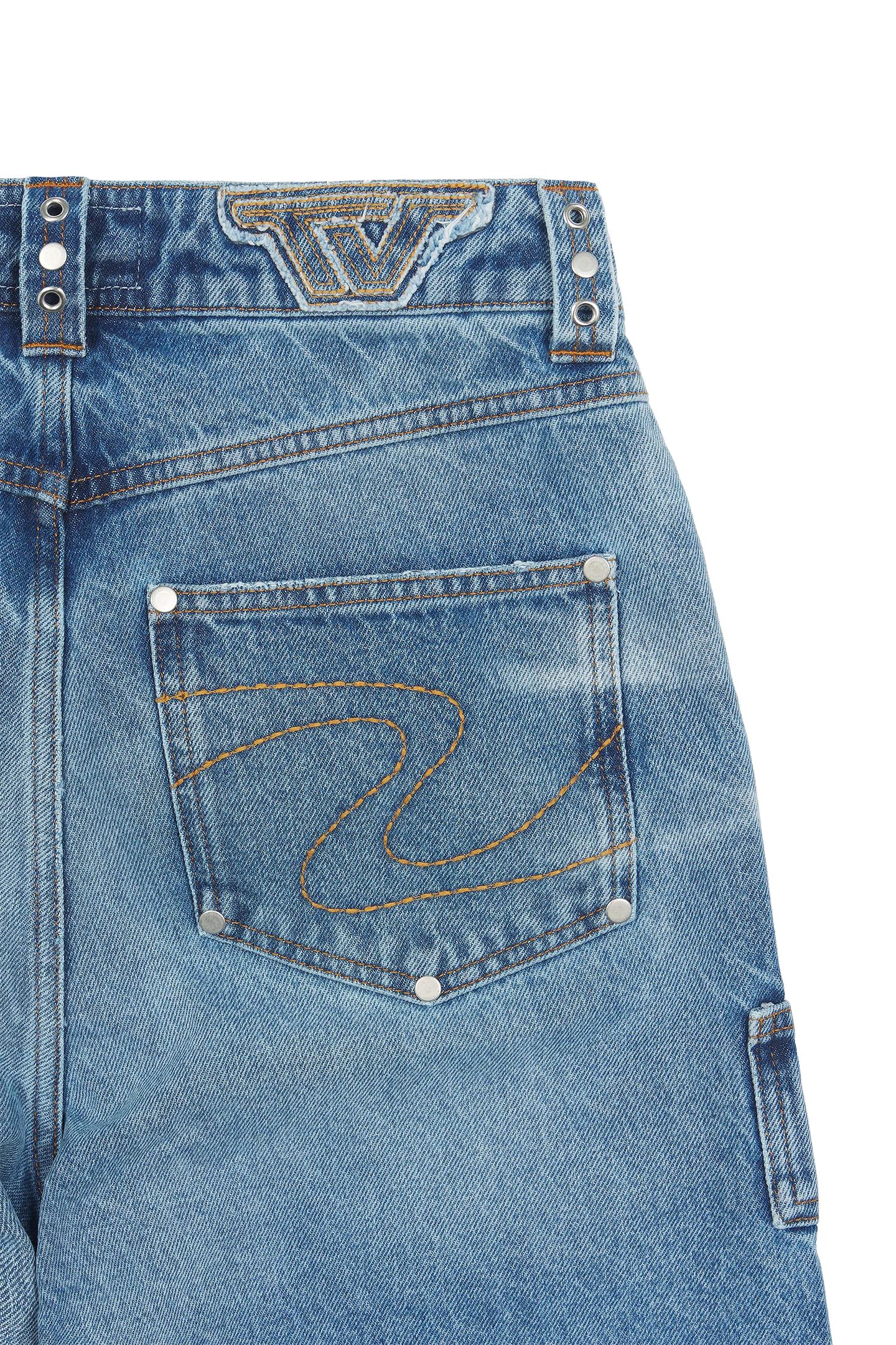 Blue Whisker Denim Jeans - Image 9