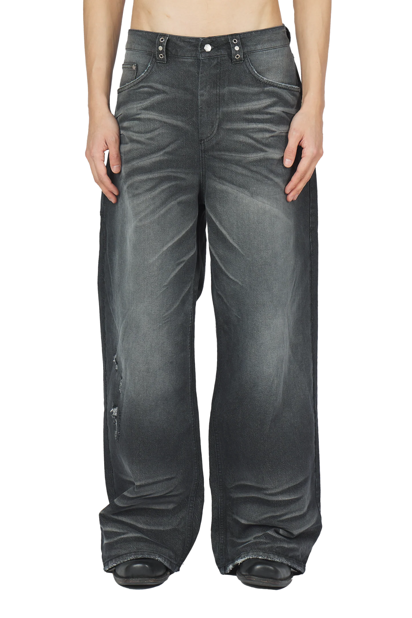 Black Whisker Denim Jeans