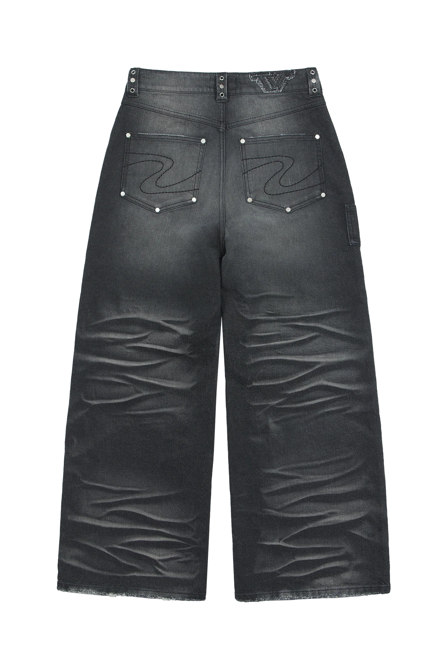 Black Whisker Denim Jeans - Image 5