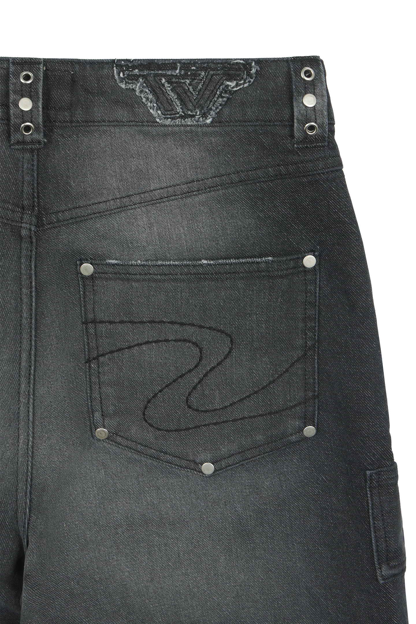 Black Whisker Denim Jeans - Image 9